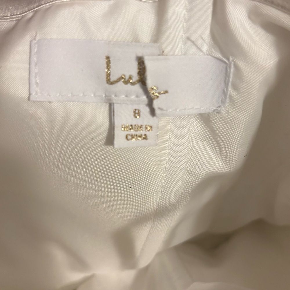 Lulus Now and Always White Beaded Embroidered Strapless Gown Size 8 NWOT - Picture 15 of 16